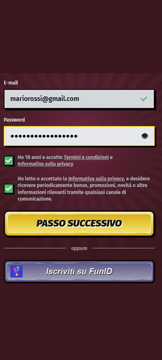 Processo di registrazione di AllySpin su smartphone Processo di registrazione di AllySpin su smartphone